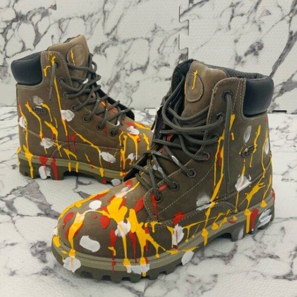 Men\'s Lugz Grey Distressed Hand-Painted Boots NWT main image 12
